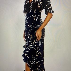Lulus Wild Winds Black Floral Print High Low Wrap Dress